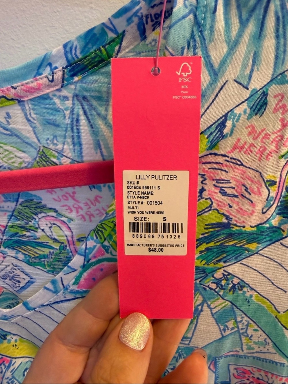 NWT Lilly Pulitzer Etta V-Neck Top in Wish You Were Here Print • Size Small - Picture 5 of 8